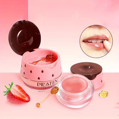 Strawberry Lip Mask with Brush Moisturizing Tinted Lip Balm Soft Smooth Lips Solid Lip Gloss Portable Lip Care Νυχτερινή χρήση Καθημερινή χρήση