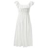 Sancai 2025 Summer French Embroidered Ruffle A-Line White Maxi Dress