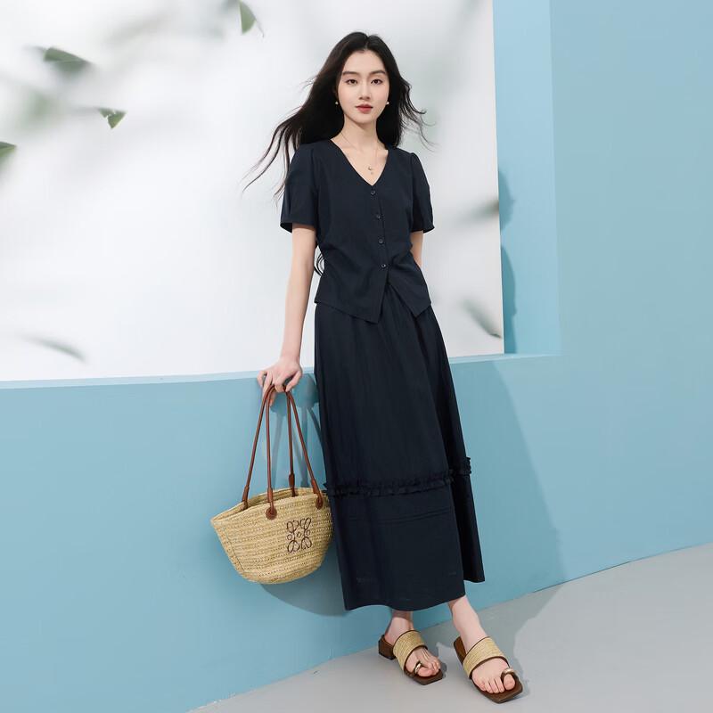 Sancai 2026 Summer Puff Sleeve Top & A-Line Skirt Set