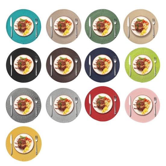Round Placemats for Dining Table, Woven Heat Insulation Pad, Biodegradable Coasters for Dishes Cups, Farmhouse Kitchen Decor