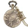 Two Little Birds Retro Style Quartz Pocket Watch Chain Steampunk Necklace Pendant Fob Watch Animal Clock with Birdcage Accessory