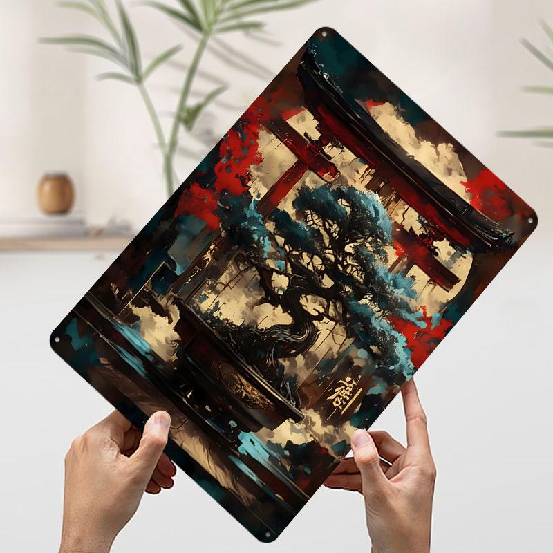 

Bonsai Tree and Torii Gate Tin Plaque Poster Customized Wall Art Retro Vintage Metal Signs for Man Cave Decoration Home Decor At 20x30cm（7.8x11.8inch）