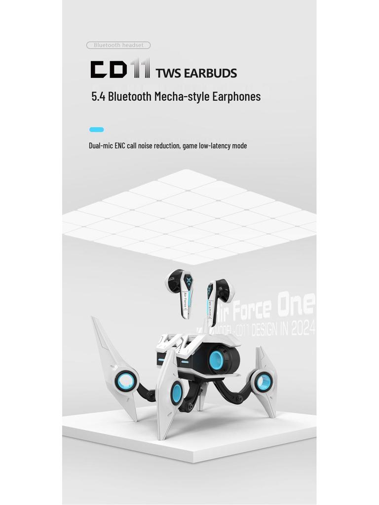 Mecha Trend Bluetooth Earphones: Gaming Pendant with Low Latency & High-Quality Sound