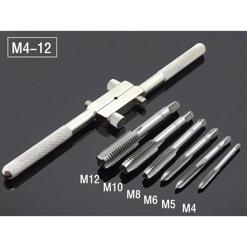 Nastavitelná M3-8 T-rukojeť s ráčnou Držák závitníku Klíč M3-M12 Sada vrtáků na závitníky Sada ručních závitníků a šroubových závitů Vrták pro závitníky