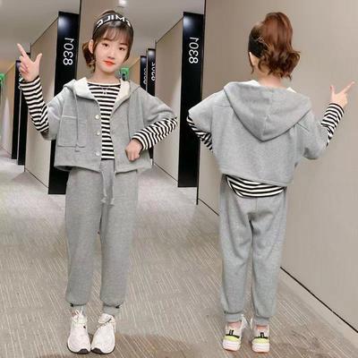 Mädchen Frühling und Herbst Anzug Freizeit Sport Drei-stück Set Kinder Kleidung College Stil