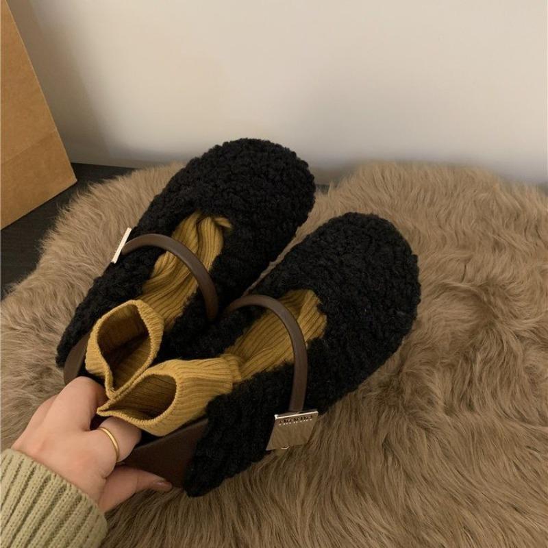 Mao Mao shoes women's autumn and winter new gentle word with Doudou shoes pregnant women flat Mary Jane single shoes