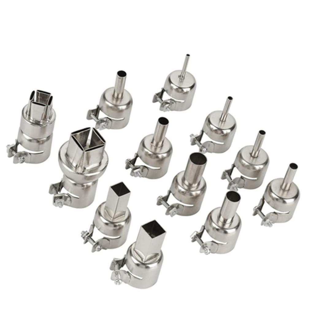 12Pcs Heat Proof Nozzles Kit, Hot Air Nozzles Hot Air Rework Station Nozzles for 850 Hot Air Soldering Station Repair Tool Accessory