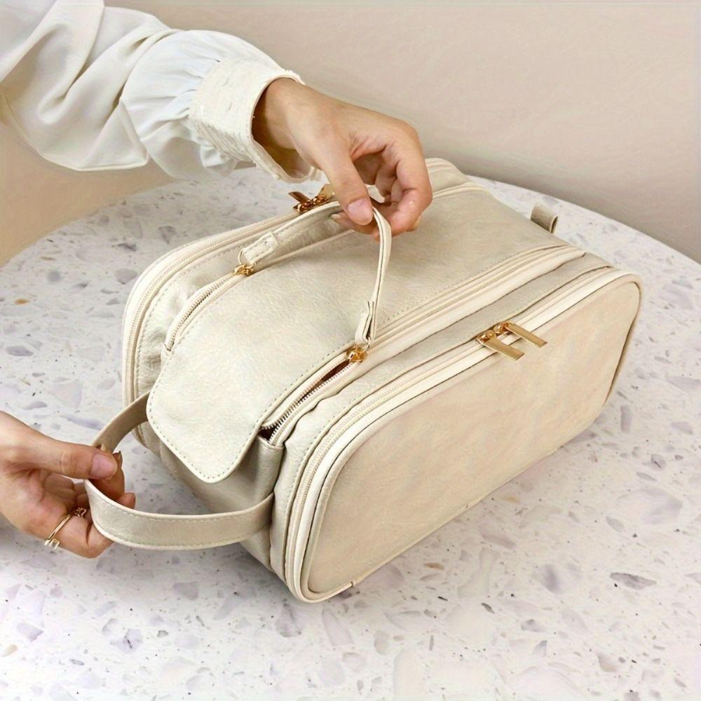 

Luxurious Makeup Bag Large Capacity Travel Cosmetics Bag Casual Skincare Storage Pouch Travel рожевий