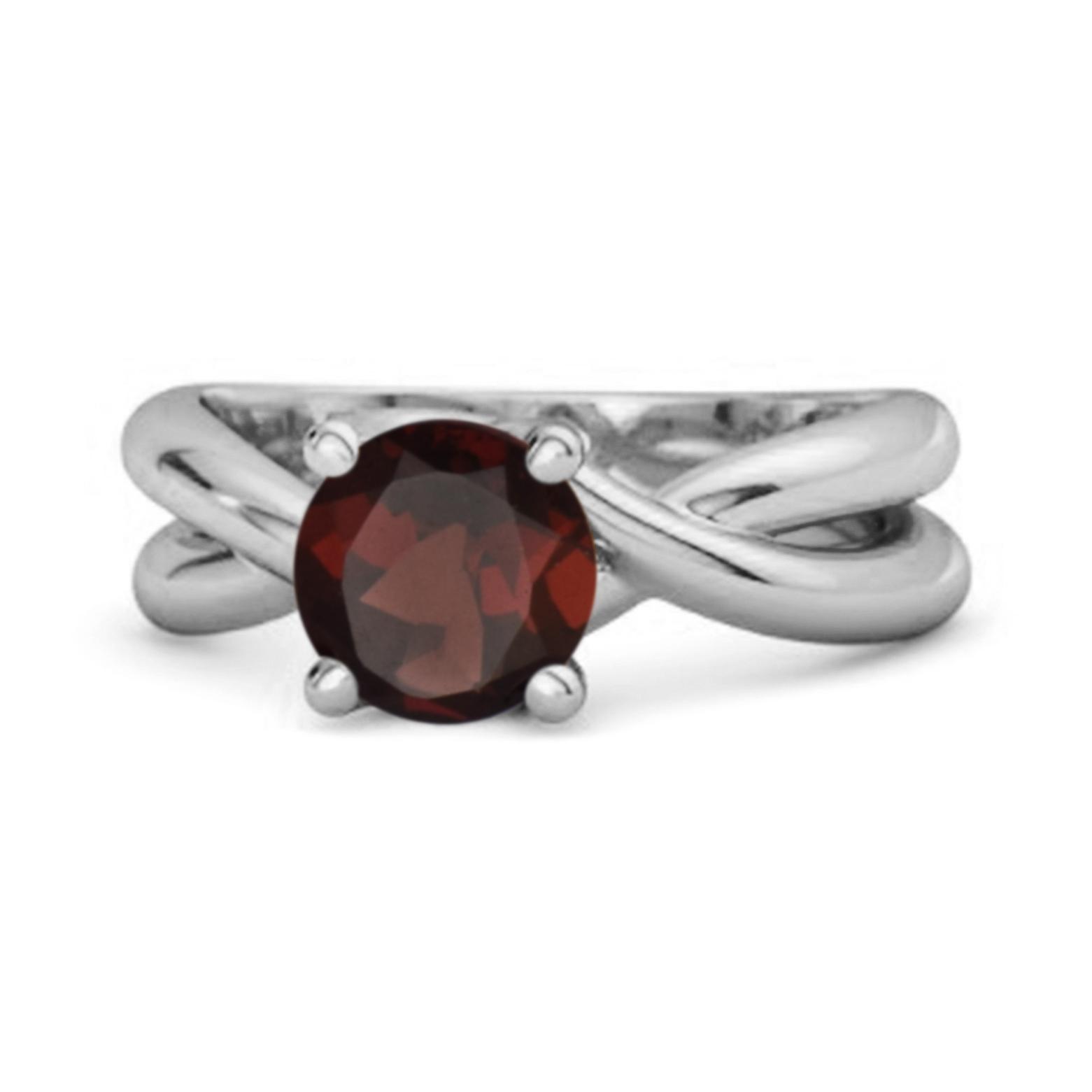 

Garnet Crisscross Band Ring - 925 Sterling Silver 10.5 білий