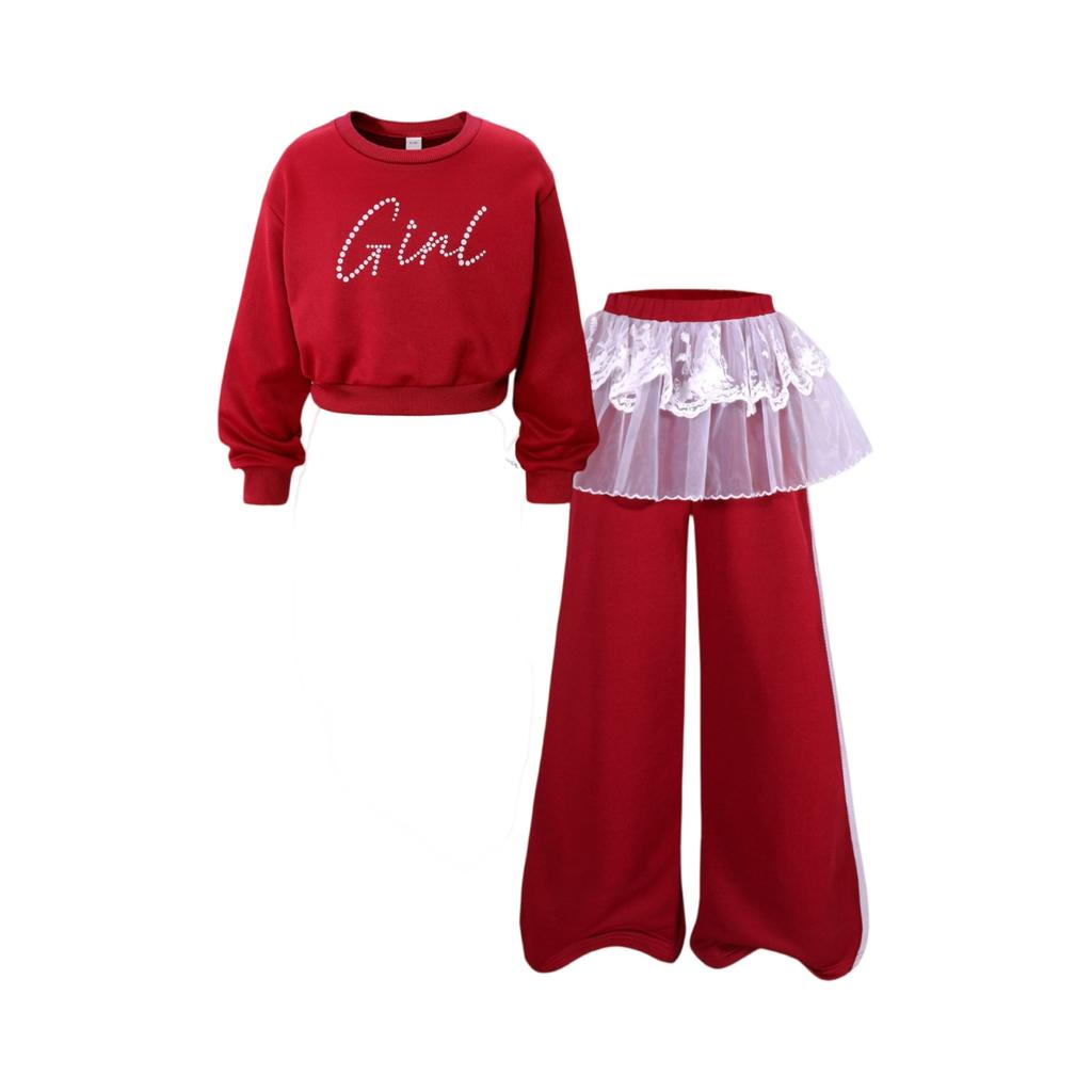 Kids Cartoon Casual Fashion Outfit Set Long Sleeve Top & Pants