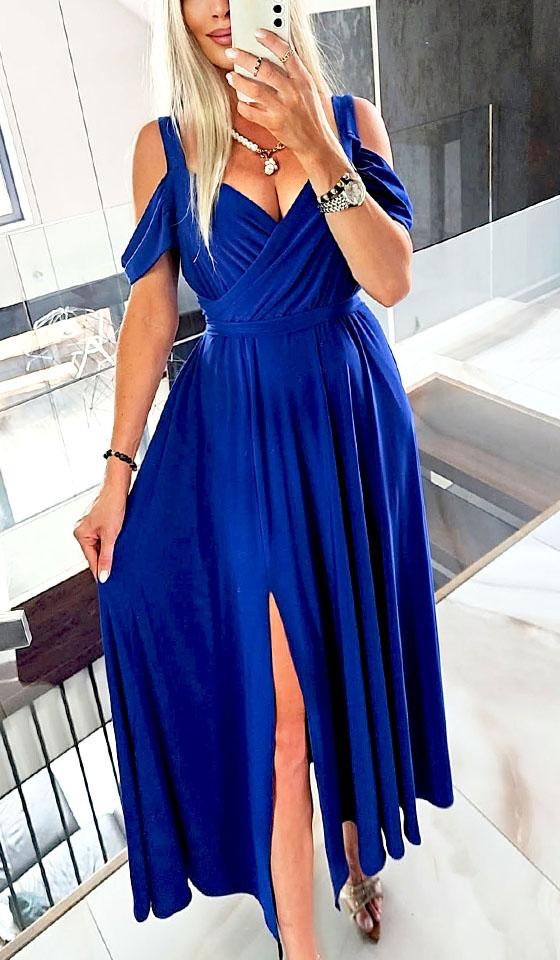 Long Elegant Dress For Wedding Party Classic Maxi With Split Red M