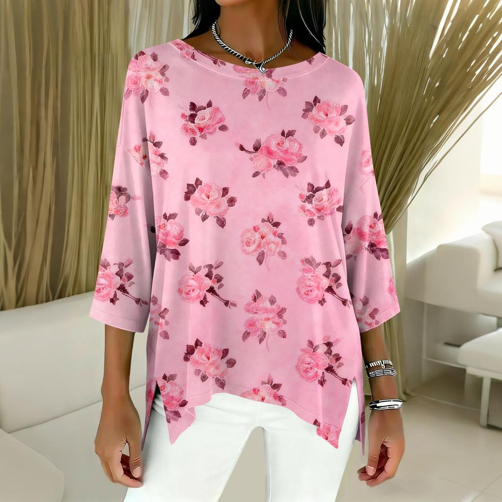 Damen 3/4-Ärmel Shirts Grafik-T-Shirts Shirts Lässige Basic-Tops Pullover