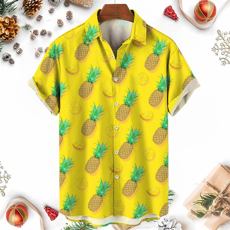 Men's Shirts 3D Fruit Pineapple Printed Shirts For Women New Summer Funny Streetwear Short Shirts Y2k Mens Hawaiian Clothing