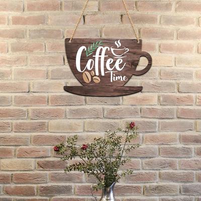 Kaffee Bar Türschild Dekoration 2D Retro Stil Ornament Tasse Plakette Wandbehang für