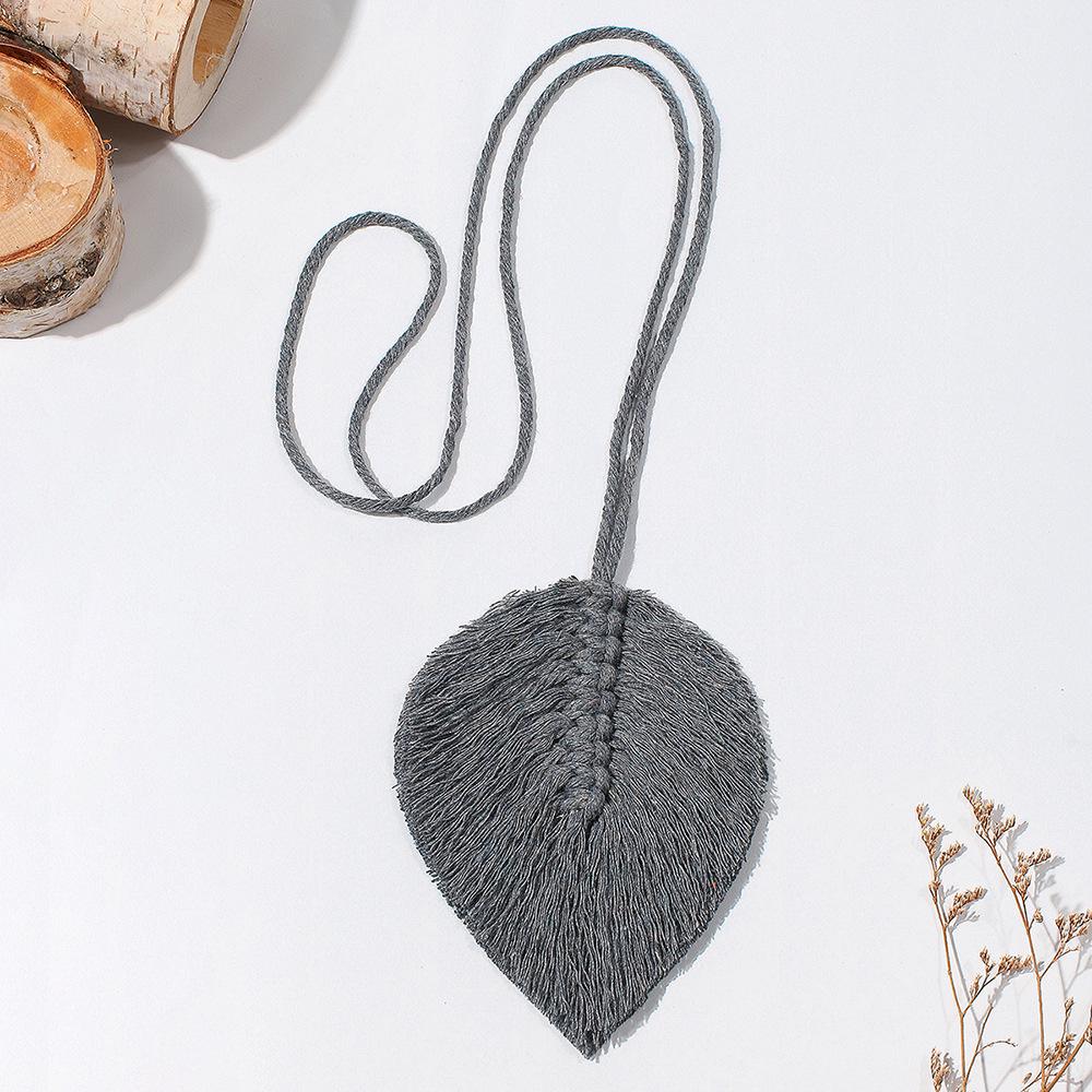 Bohemian Woven Curtain Tiebacks with Tassel, Leaf, and Wood Bead Decor