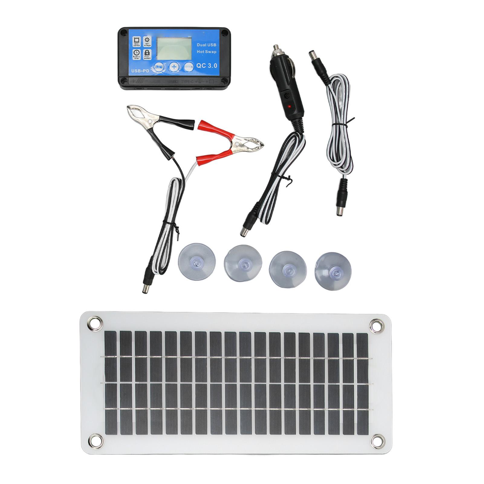 

Комплект солнечных панелей 12 В 30 Вт, портативный модуль солнечной панели с контроллером, фиксированная присоска для