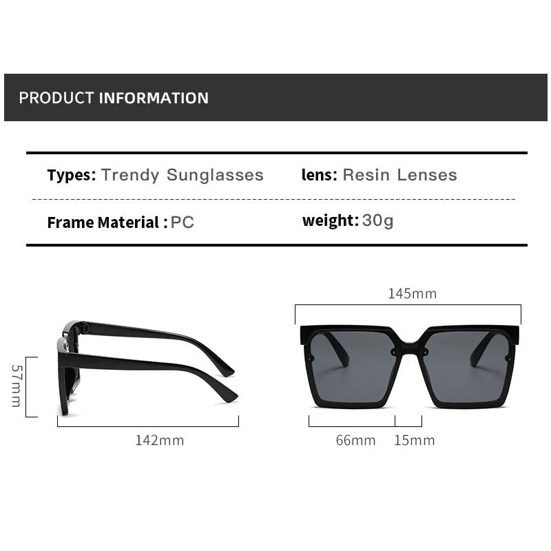 Lightweight Comfortable Durable High Quality Retro High End Stylish Oversized Square Shaped Female Women Men Sun Glasses