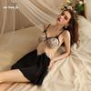 Fiyun Sexy Backless Lace Satin Slip Nightgown 