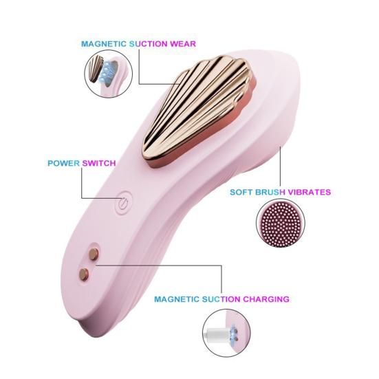Fernbedienbarer Vibrator Magnetisch Tragbare Vibrationshöschen Mehrere Vibrationsmodi Silikon Klitoris Vagina Stimulator mit Weichen Borsten für Frauen