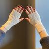 Winter, Solid Color Sleeves, Ladies, Casual and Versatile, Warm Wrist Band, Short Style, Exposed Fingers, Knitting Wool, Fried Dough Twists Gloves