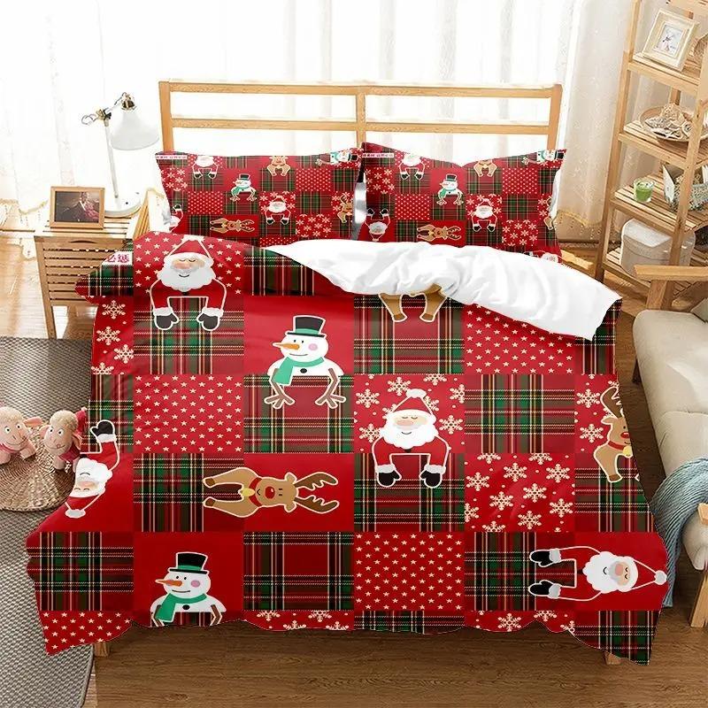 Christmas Kid Duvet Cover KingQueen Size,Red Christmas Socks Decoration 3 Piece Bedding,Merry Christmas Theme Quilt Cover,cream
