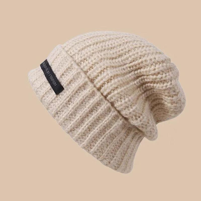 

Coarse Knit Hat Letter L Solid Color Skullcaps For Women Winter Warm Earmuffs Cap Girls Ski Riding Bonnet A10