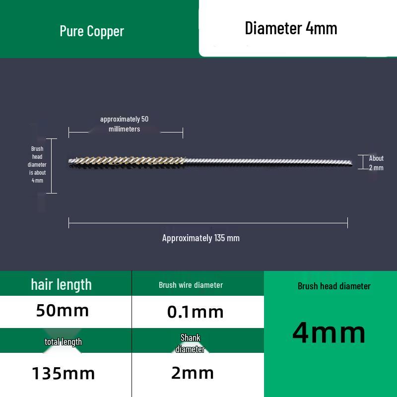 Industrial Rust Removal and Polishing Brush with Handle - Stainless Steel and Copper Wire for Inner Hole Sanding
