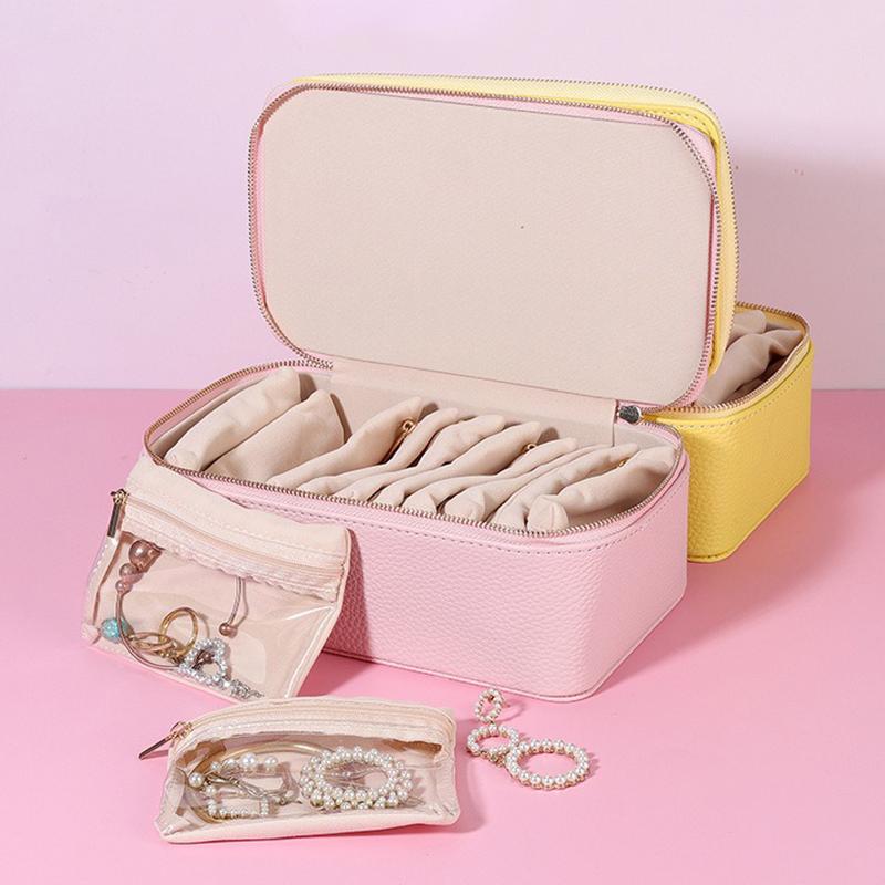 Portable Travel Creative Jewelry Storage Boxes Miniature Separate Bag Women's Jewelry Organizer Case Leather Ring Earring Necklace Ornaments Packaging