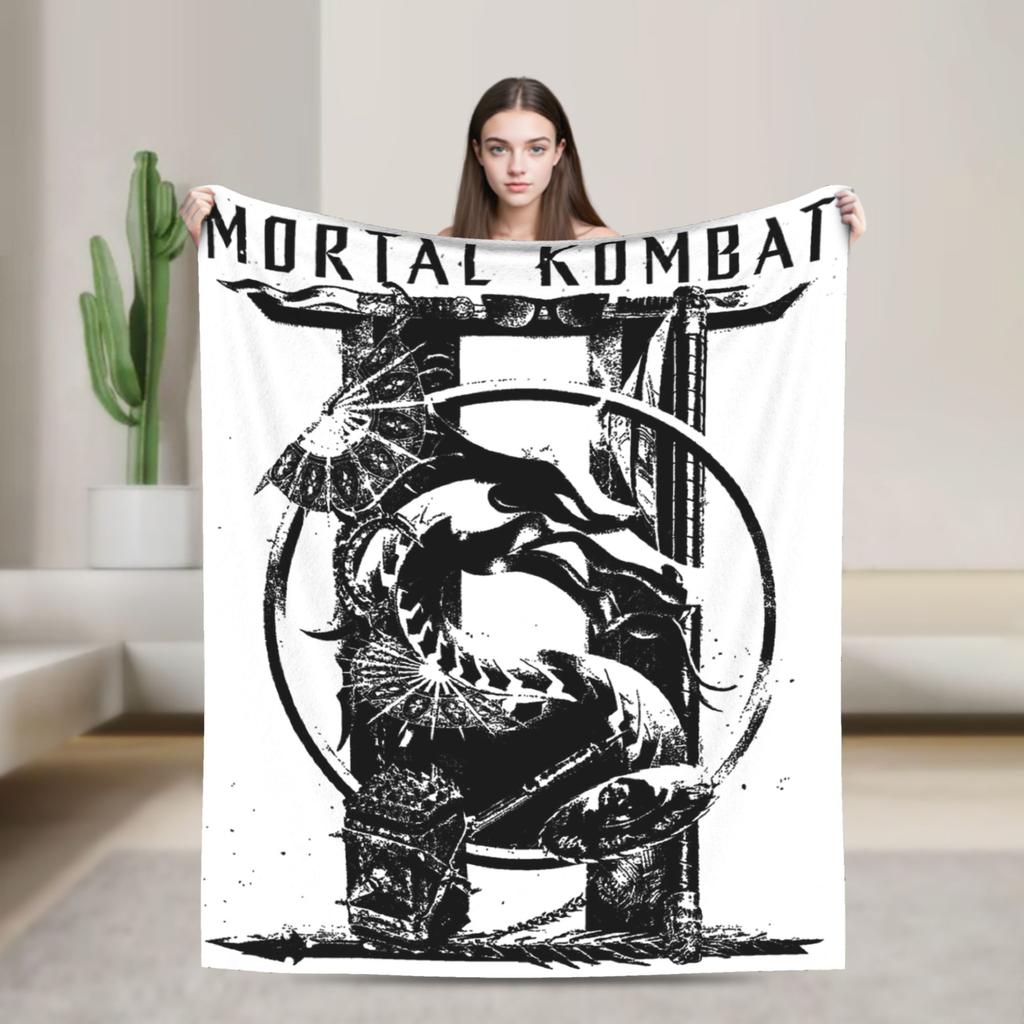 Mortal Kombat 2 Duotone Fighters Blanket Cover Velvet Lightweight Throw Blanket for Outdoor Travel Bedspread