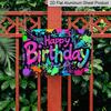 2D Flat, 1pc "Happy Birthday" Graffiti Style Plaque - Colorful Neon Birthday Decor Sign, Black & Multicolor - Aluminium Wall Hanging Decoration for