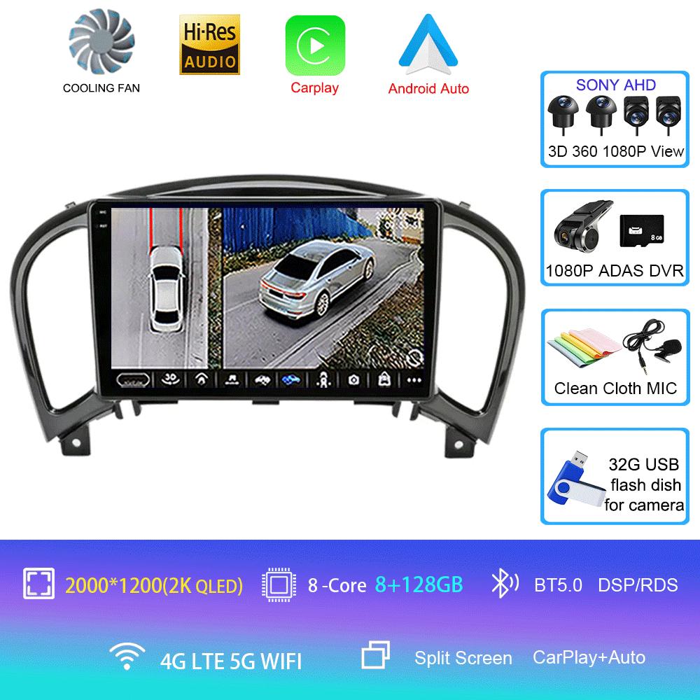 Android 14 Video Player Carplay Auto For Nissan Juke YF15 2010 - 2014 Multimedia Car Radio WIFi+4G DSP 2 DIN Touch Screen