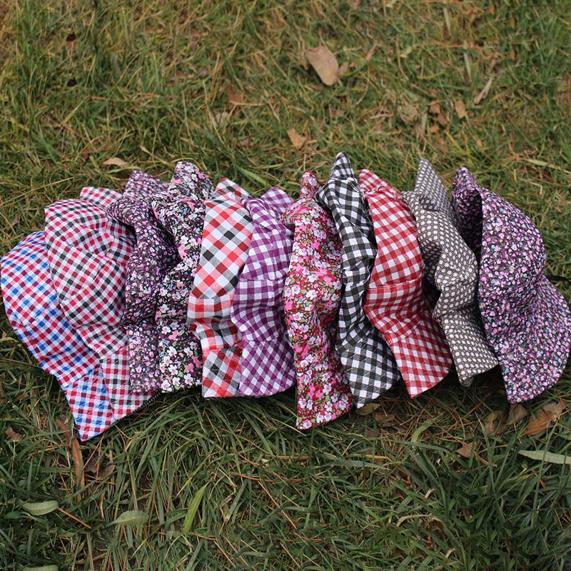 Retro Plaid Bucket Hat Women'S Sweet Lace Up Fishing Hat Summer Sun Protection And Uv Protection Hat