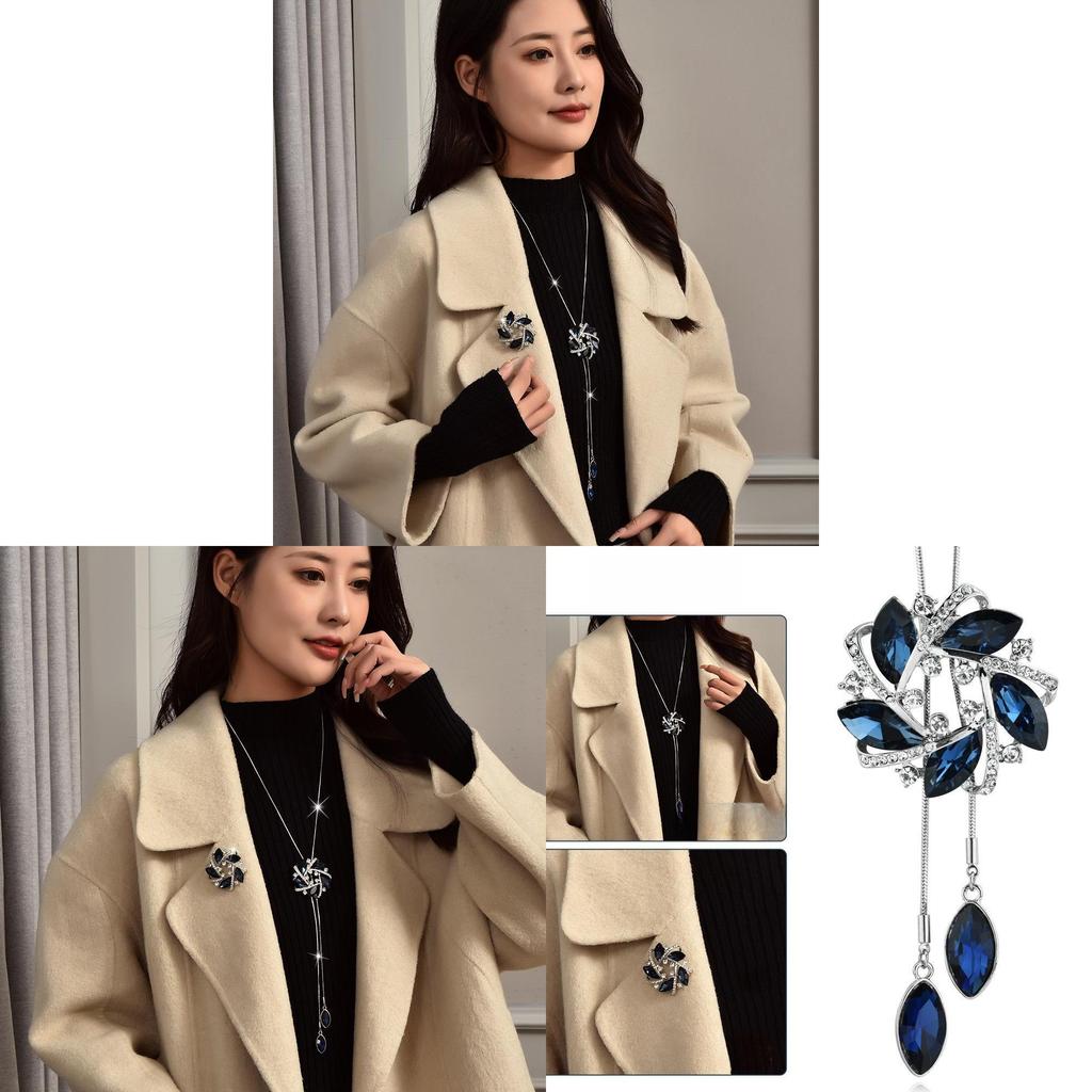 Winter Flower Necklace With Water Drill Gemstones For Elegant Office Wear