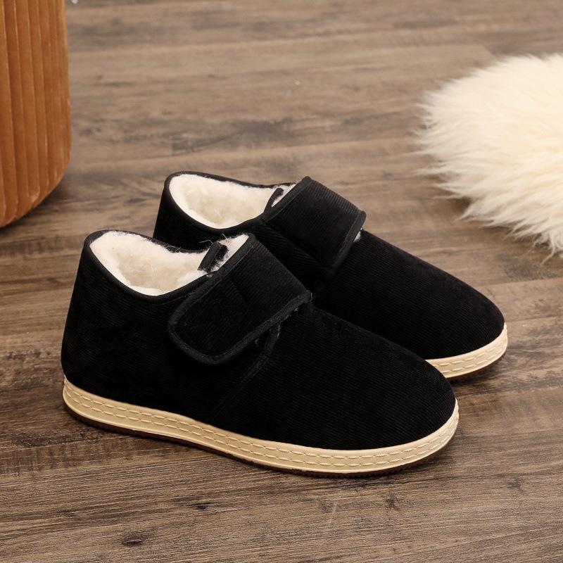 

Зимняя мужская обувь хлопковая обувь на толстой подошве повседневная удобная шерстяная теплая мужская высокая большая хлопковая обувь 45 чёрный