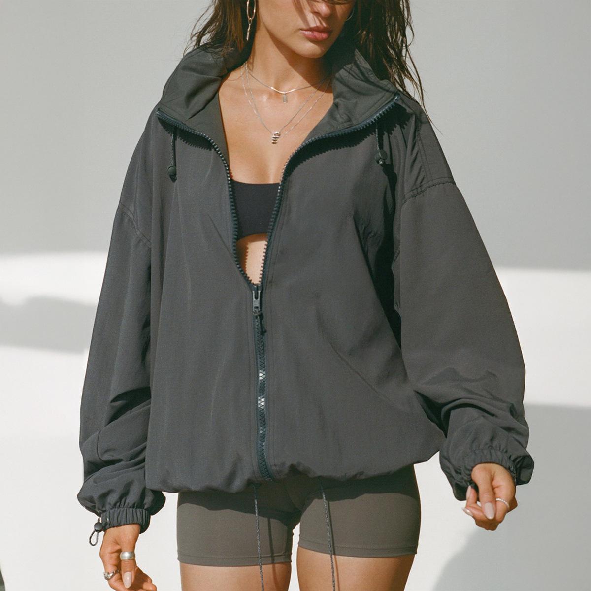 

Женская спортивная куртка-свитшот на молнии с длинным рукавом для йоги, осень-зима 2025 S чёрный