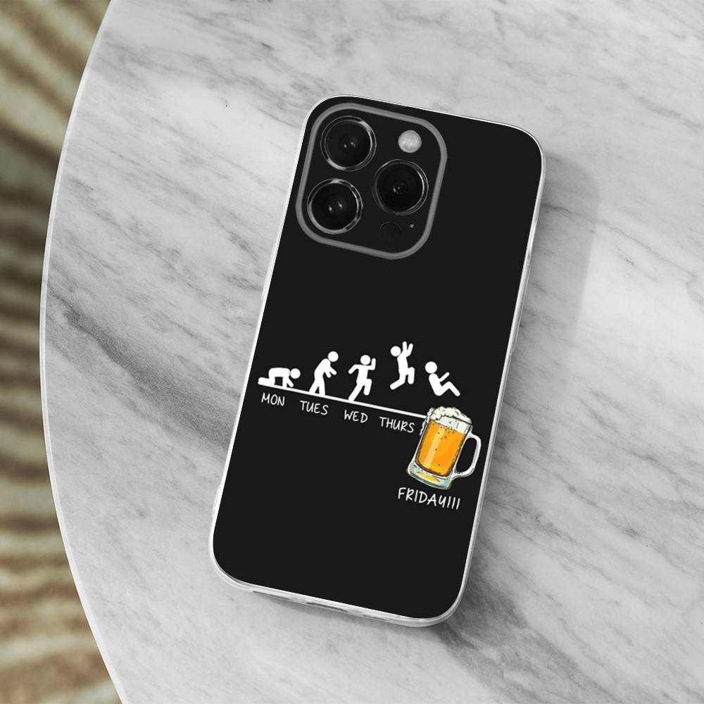 Alcohol Art Beer Case For iPhone 15,11,12,13,16,14,17,Pro,Max,Plus,SE,Mini,X,XS,XR, Transparent Soft Silicone