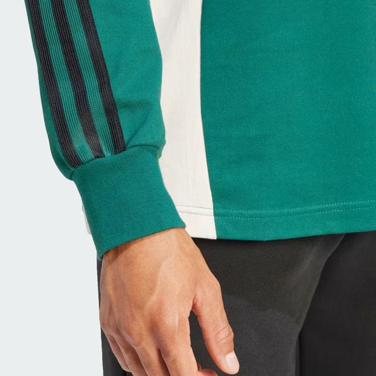 Adidas Originals Three-Stripes Colorblock Rugby Polo Shirt Long Sleeve Men Tops Green IU0210