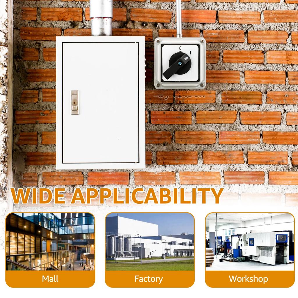 220V Universal Rotary Switch ON OFF 2 Positions with Flame Retardant & Waterproof Exterior Box with Master Switch Exterior Home