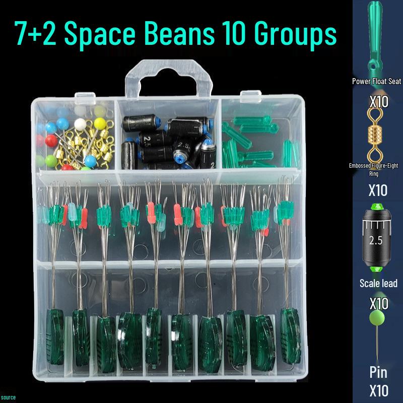 50-teiliges Angelzubehör-Set: Silikon-Space-Beans, Wirbel, Schwimmkörper, Hauptschnur