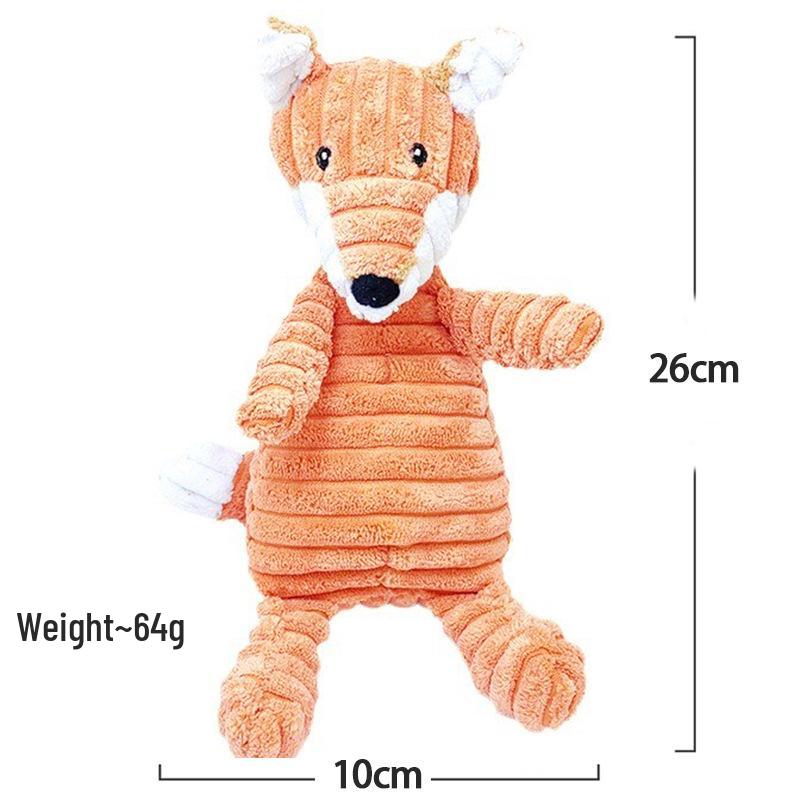 Corduroy Plush Dog Toy: Sounding, Teething, Teeth Cleaning, Boredom Relief with Monkey & Fox Designs.