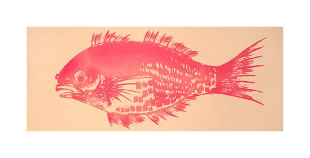 

Tenugui Hand with Made in with Sea Bream Head Niwa-zome Towel, Chū-sen (dyed dye), 100% Cotton, Japan,