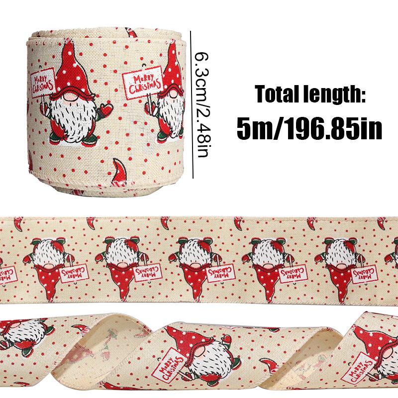 6.3cm Reusable Jute-Style Christmas Craft Ribbon Polyester Webbing