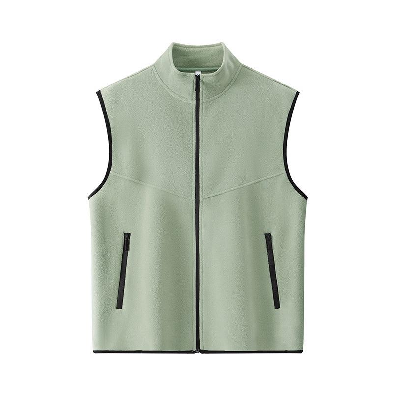 Customized Logo Fleece Vest for Education and Training Institutions - Stand-up Collar Sleeveless Outerwear