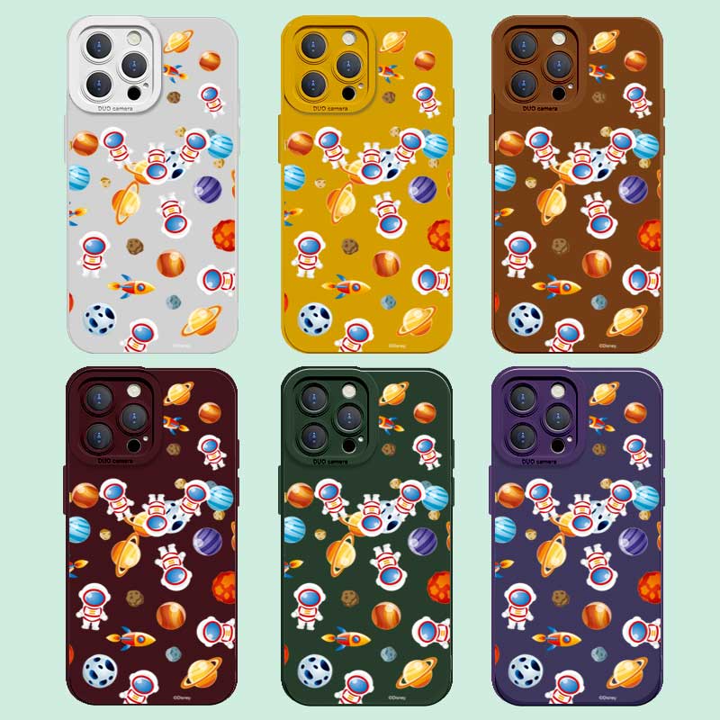 

Милый чехол для телефона с изображением астронавта Диснея и квадратным краем, жидкий силиконовый чехол, полное покрытие, защитный чехол для камеры для iPhone