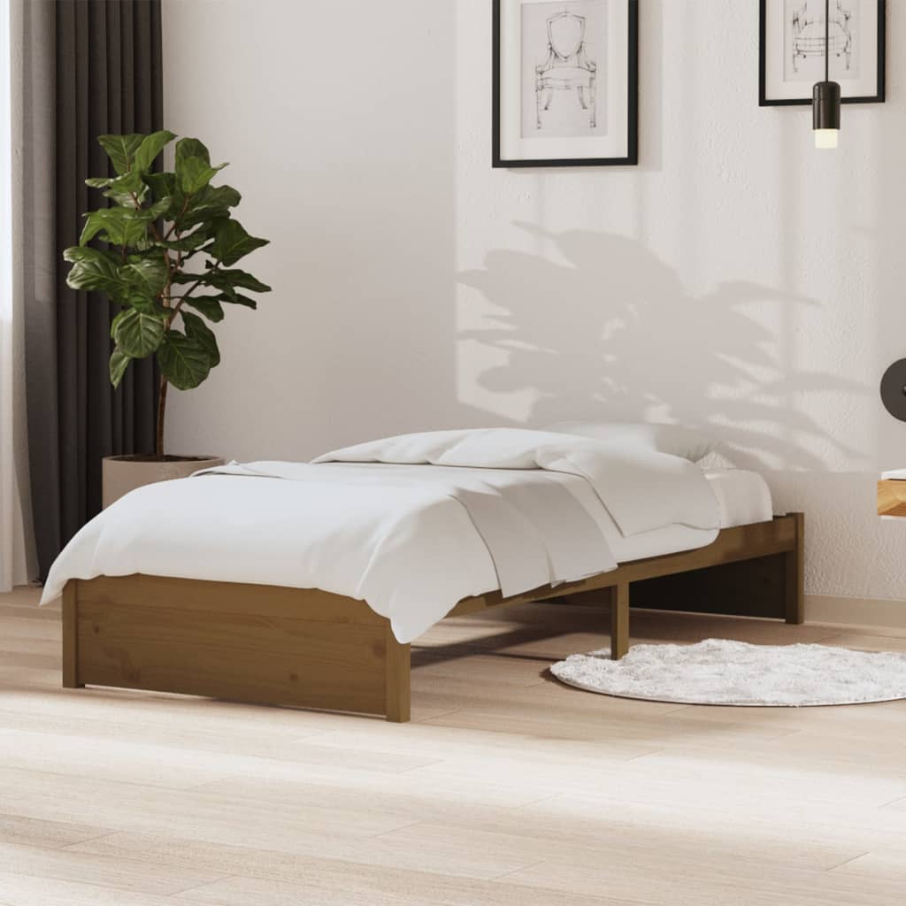 vidaXL Massivholzbett Honigbraun 90x190 Cm