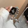 Saturn Metal Rhinestone Elastic Band for Apple Watch iWatch 12/11/10/Ultra/SE, Westwood Round Diamond Design Women Replacement Strap