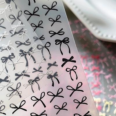 1 Sheet Embossed Bow Nail Sticker Decals Y2K Colorful Ribbon Collar Tie Adhesive Sliders Foils For Manicure Nail Art Decoration