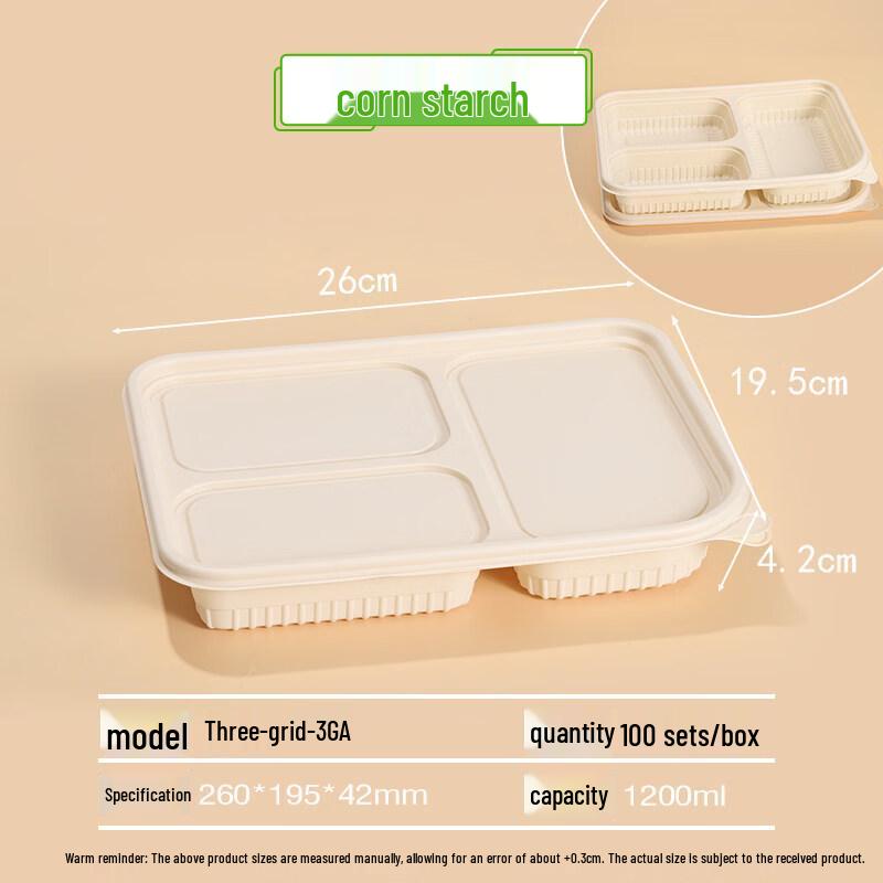 ZISIZ Disposable Corn Starch Paper Meal Box