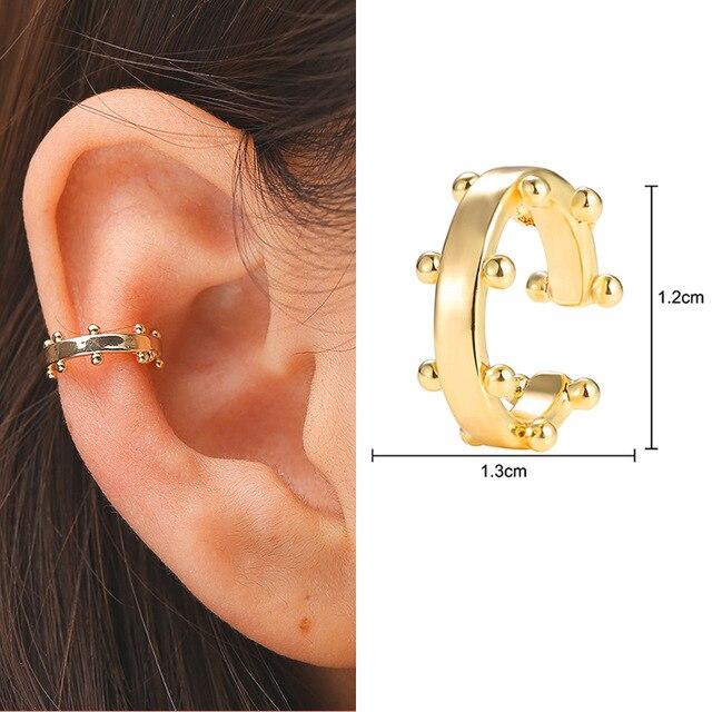 17KM 1PC Geometric Gold Clip Earrings Cuff Earrings For Women Girls Vintage Ear Cuff Star Without Piercing Clip On Ear Jewerly
