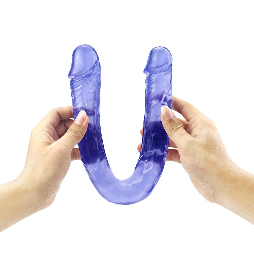 Doppelkopf-Dildo, langer, realistischer Dildo, doppelseitiger Dildo, flexibler großer Penis für Frauen, Masturbator, Sexspielzeug für lesbische Erwachsene